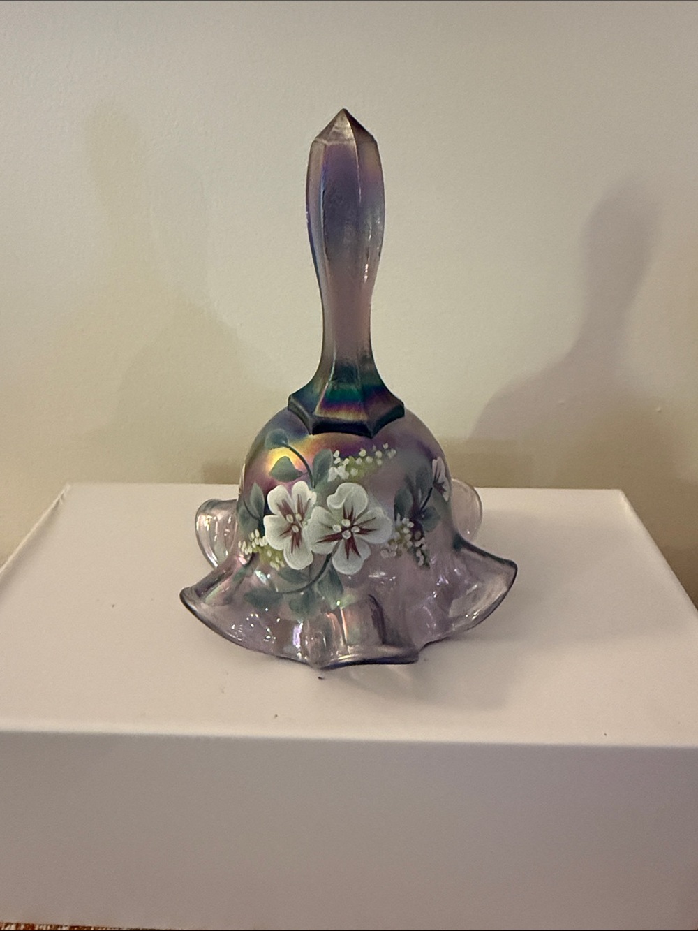 Vintage Fenton Art Glass iridescent purple carnival glass bell